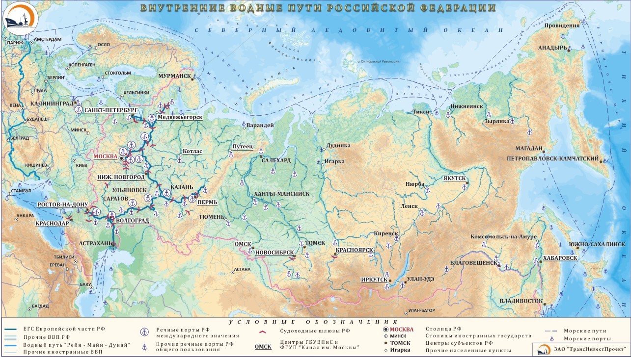 Схема водных путей московского бассейна